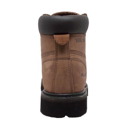Men's 6" Brown Steel Toe Work Leather Boots